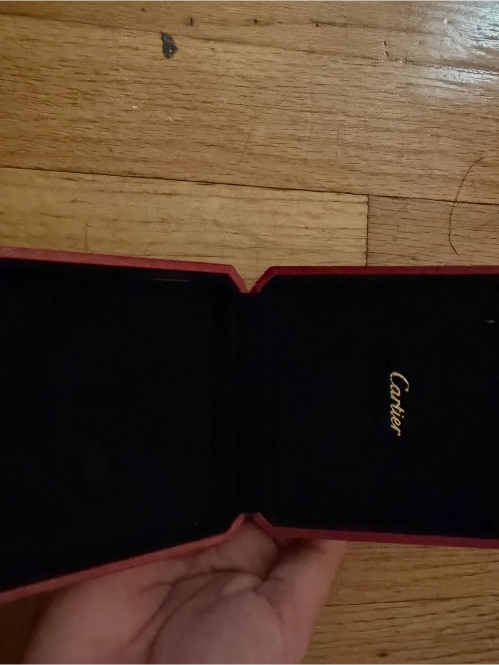 Cartier Red Jewelry Box with Gold Detailing